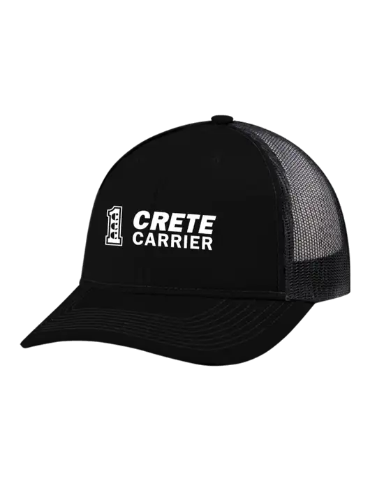 Snapback Ponytail Trucker Cap Black w/Black Mesh w/Crete Carrier Logo