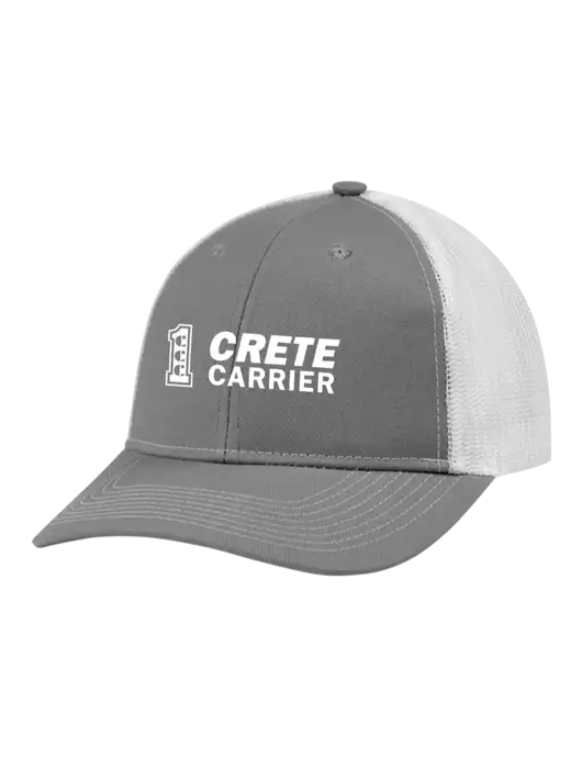Snapback Ponytail Trucker Cap Light Medium Heather Grey w/White Mesh w/Crete Carrier Logo