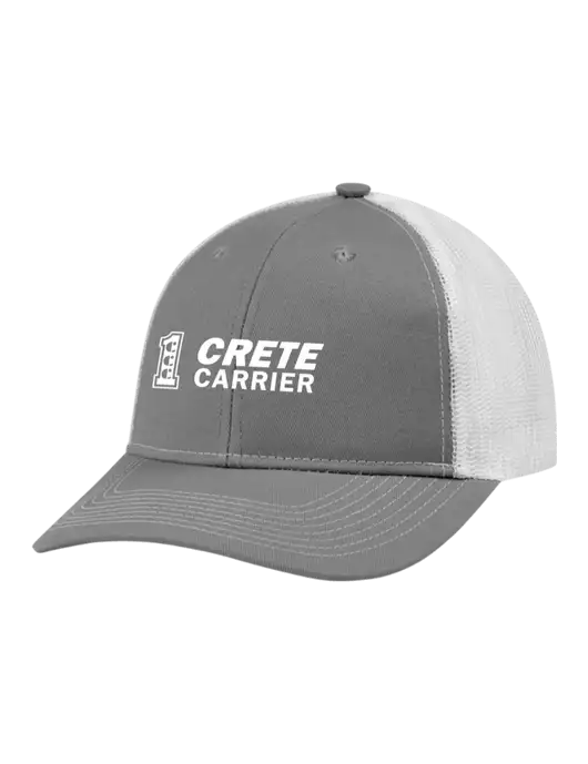 Snapback Ponytail Trucker Cap Light Medium Heather Grey w/White Mesh w/Crete Carrier Logo