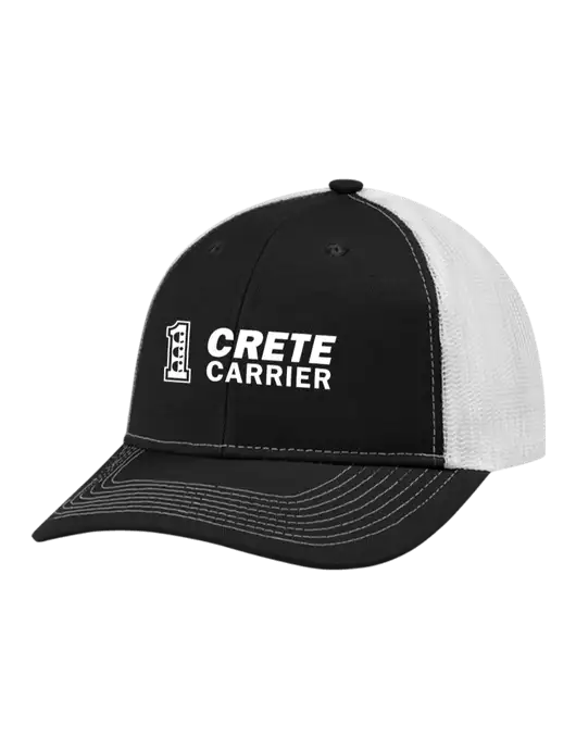 Snapback Ponytail Trucker Cap Black w/White Mesh w/Crete Carrier Logo