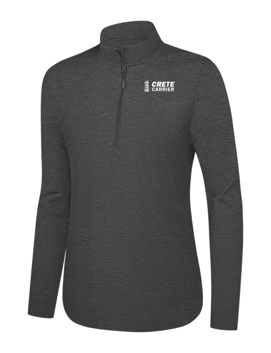  Womens Dark Grey Heather C-FREE Double Knit 1/4-Zip w/Crete Carrier Logo