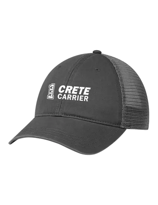 Richardson 111 Garment Washed Trucker Cap Charcoal w/Charcoal Mesh w/Crete Carrier Logo