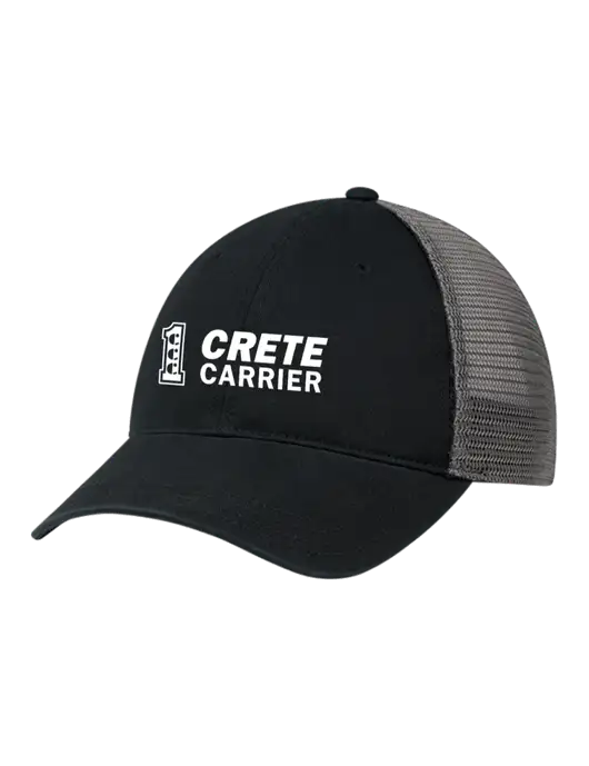 Richardson 111 Garment Washed Trucker Cap Black w/Charcoal Mesh w/Crete Carrier Logo