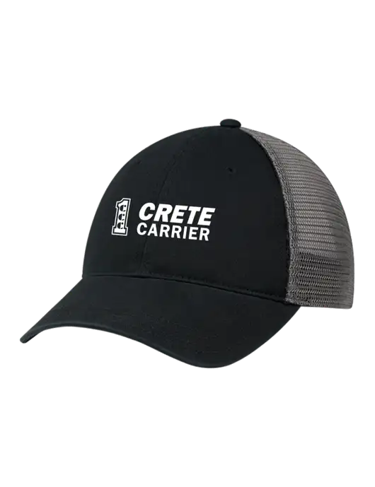 Richardson 111 Garment Washed Trucker Cap Black w/Charcoal Mesh w/Crete Carrier Logo