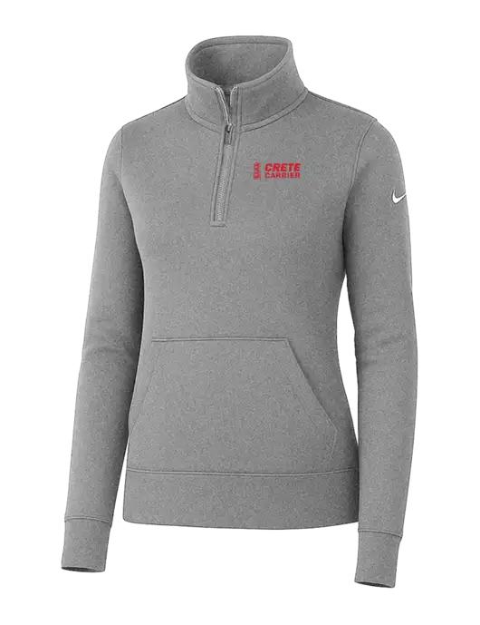 Nike Womens Light Grey Heather Club Fleece Sleeve Swoosh 1/2-Zip w/Crete Carrier Logo