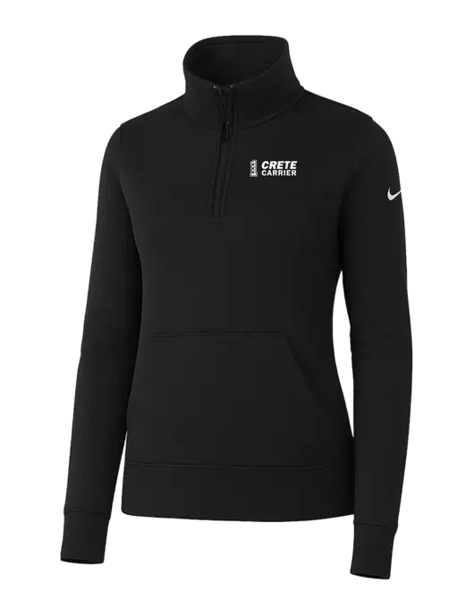 Nike Womens Black Club Fleece Sleeve Swoosh 1/2-Zip w/Crete Carrier Logo