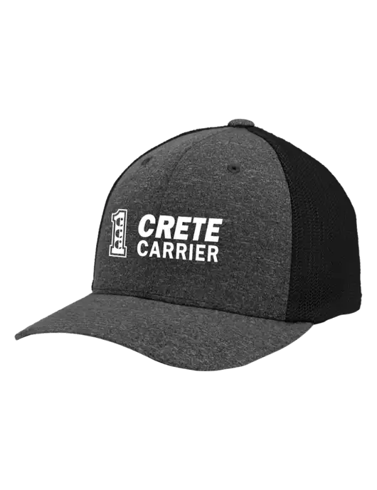 Flexfit Black/Dark Charcoal Heather Melange Mesh Back Trucker Cap w/Crete Carrier Logo