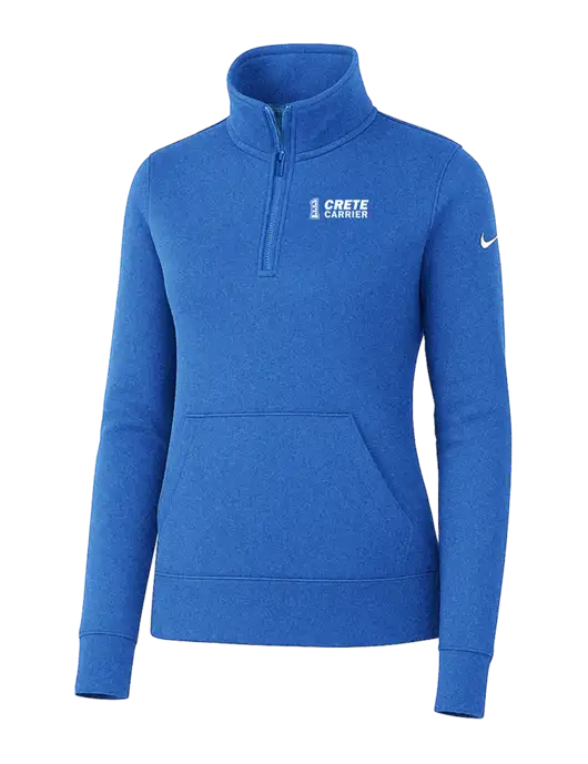 Nike Womens Light Royal Heather Club Fleece Sleeve Swoosh 1/2-Zip w/Crete Carrier Logo