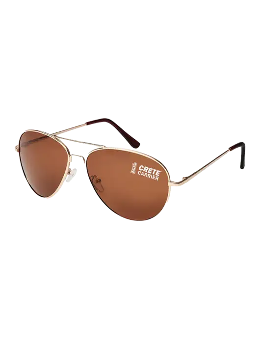 Aviator Coffee Brown with Gold Sunglasses  w/Crete Carrier Logo