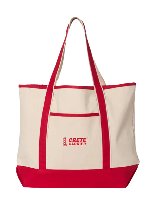 Natural/Red Large Canvas Deluxe Tote w/Crete Carrier Logo