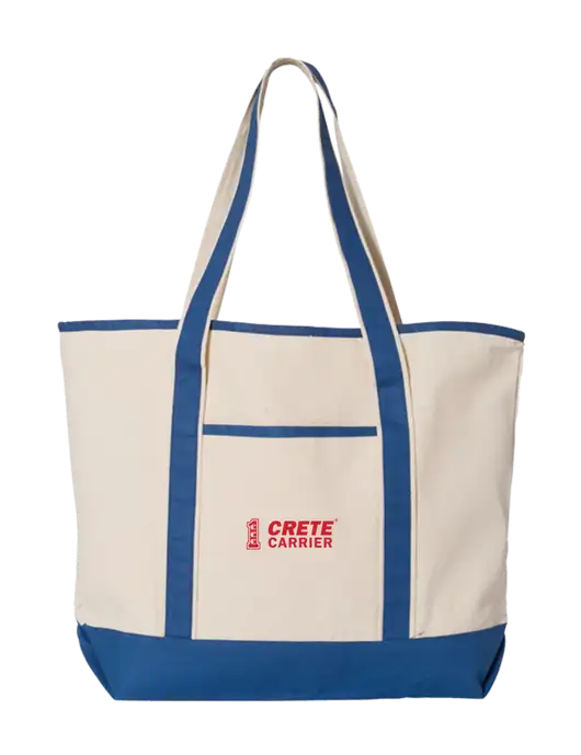 Natural/Royal Large Canvas Deluxe Tote w/Crete Carrier Logo