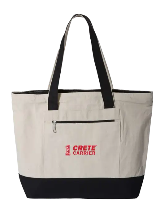 Natural/Black Zippered Tote  w/Crete Carrier Logo