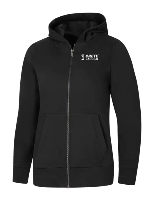 Womens Black Re-Fleece Full-Zip Hoodie w/Crete Carrier Logo