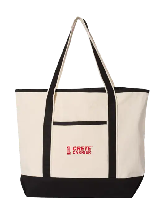 Natural/Black Large Canvas Deluxe Tote w/Crete Carrier Logo