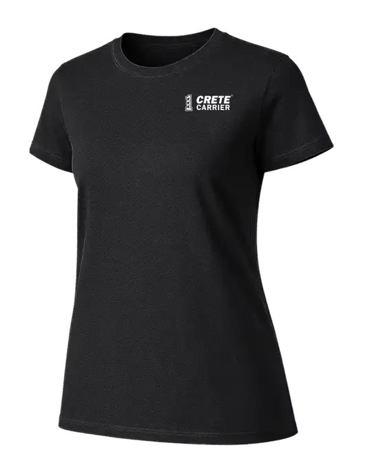 Womens Ring Spun Jet Black 4.5 oz T-Shirt w/Crete Carrier Logo