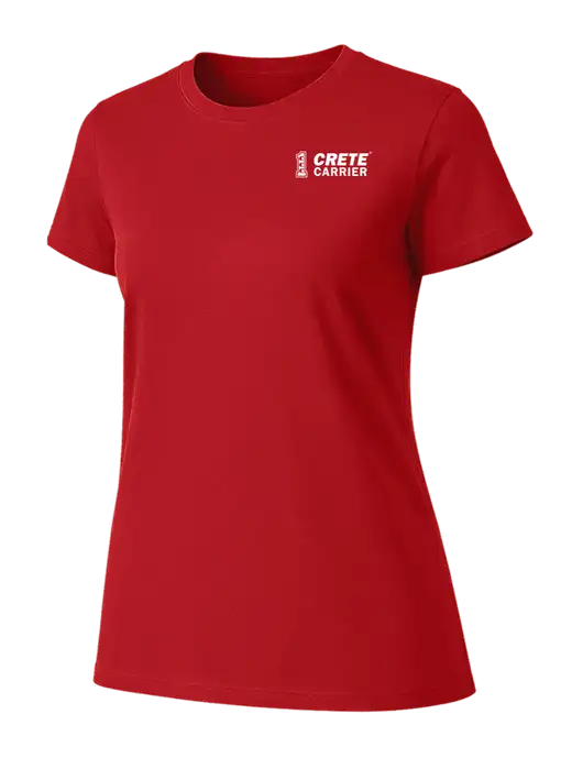 Womens Ring Spun Bright Red 4.5 oz T-Shirt w/Crete Carrier Logo