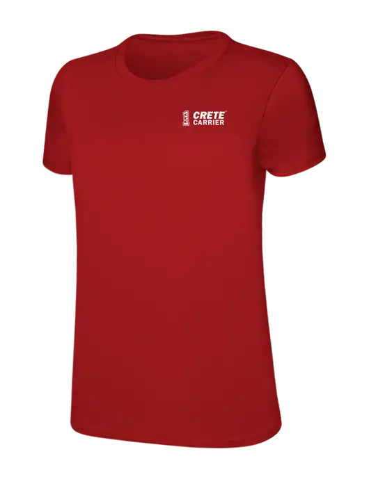 Womens Ring Spun Bright Red 4.5 oz T-Shirt w/Crete Carrier Logo
