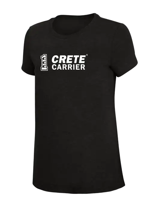 Womens Simply Soft Black 4.5oz Poly/Combed Ring Spun Cotton T-Shirt w/Crete Carrier Logo