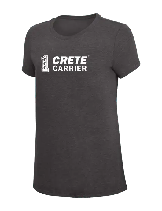 Womens Simply Soft Heather Charcoal 4.5oz  Poly/Combed Ring Spun Cotton T-Shirt w/Crete Carrier Logo