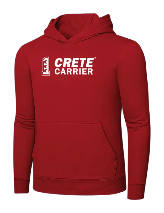 Bright Red 8.5 oz Ring Spun Hooded Sweatshirt w/Crete Carrier Logo
