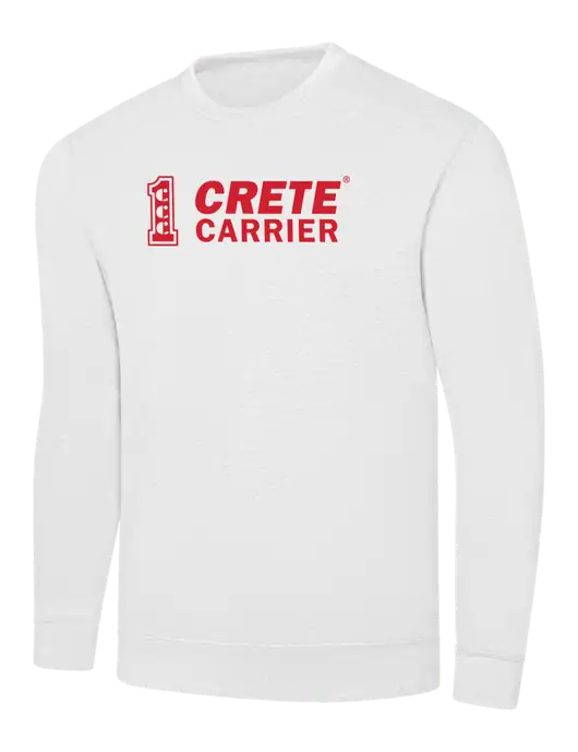 White 7.8 oz Ring Spun Crew Sweatshirt w/Crete Carrier Logo