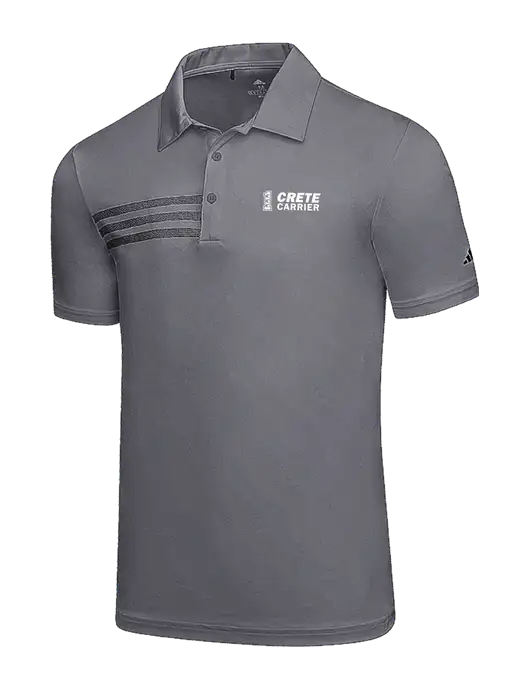 Adidas Medium Grey 3 Stripes Chest Polo w/Crete Carrier Logo