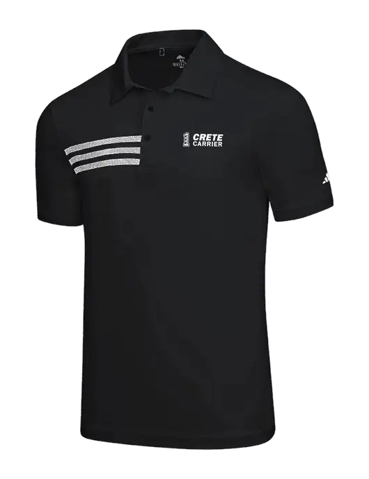 Adidas Black 3 Stripes Chest Polo w/Crete Carrier Logo