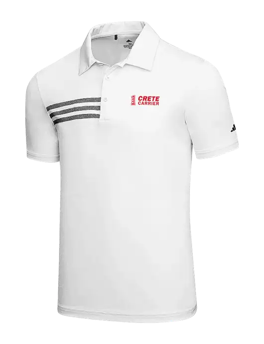 Adidas White 3 Stripes Chest Polo w/Crete Carrier Logo