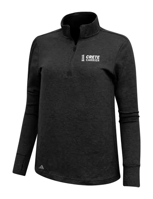 Adidas Black Melange Womens 3 Stripes Quarter Zip Sweater w/Crete Carrier Logo