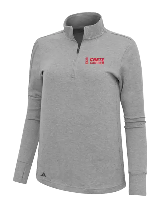 Adidas Light Grey Melange Womens 3 Stripes Quarter Zip Sweater w/Crete Carrier Logo
