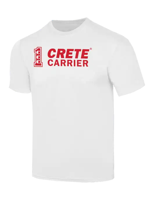 Simply Soft White 4.5oz  Poly/Combed Ring Spun Cotton T-Shirt w/Crete Carrier Logo