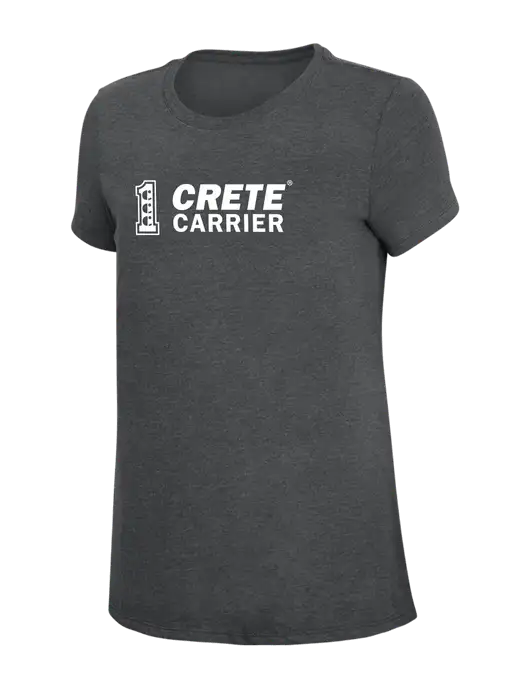 Womens Simply Soft Charcoal 4.5oz Poly/Combed Ring Spun Cotton T-Shirt w/Crete Carrier Logo