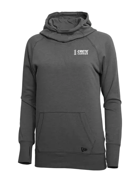 New Era Black Heather Womens Tri-Blend Fleece Pullover Hoodie w/Crete Carrier Logo