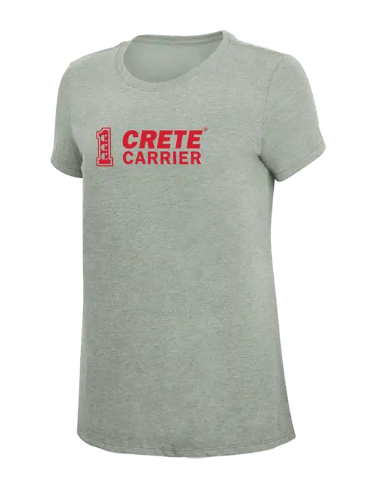 Womens Simply Soft Heathered Light Grey 4.5oz Poly/Combed Ring Spun Cotton T-Shirt w/Crete Carrier Logo