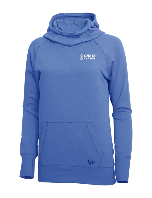 New Era Royal Heather Womens Tri-Blend Fleece Pullover Hoodie w/Crete Carrier Logo