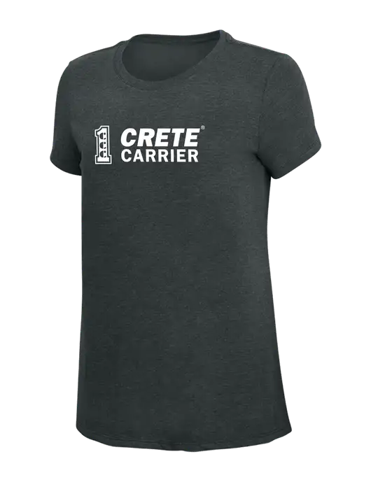 Womens Simply Soft Black Frost 4.5oz Poly/Combed Ring Spun Cotton T-Shirt w/Crete Carrier Logo
