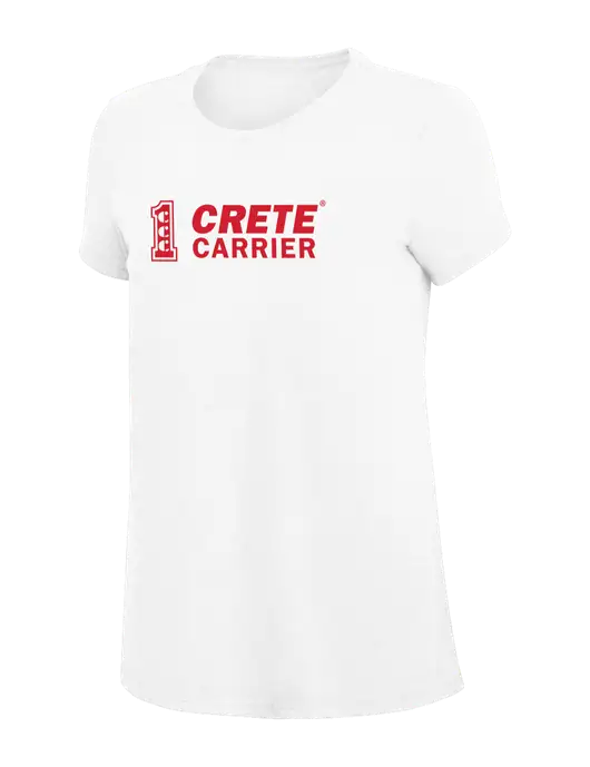 Womens Simply Soft White 4.5oz Poly/Combed Ring Spun Cotton T-Shirt
 w/Crete Carrier Logo