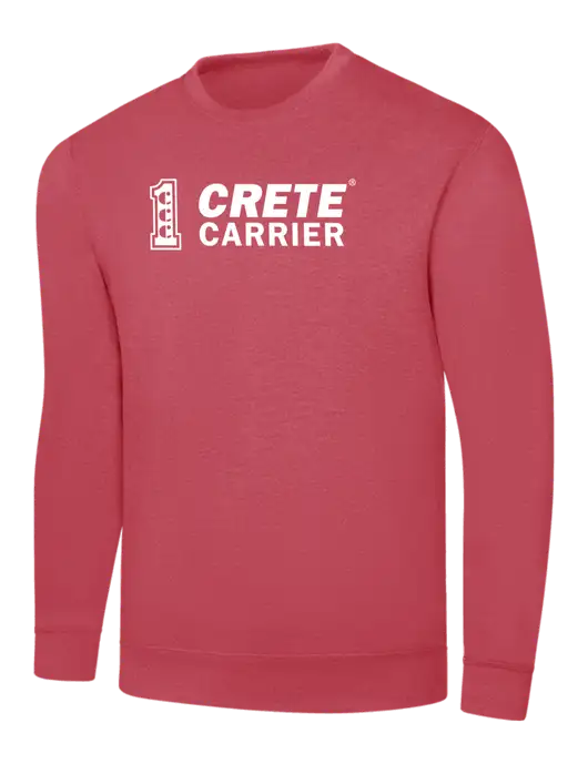Heather Red 7.8 oz Ring Spun Crew Sweatshirt w/Crete Carrier Logo