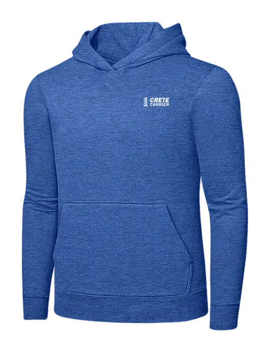 Heather Royal 7.8. oz Ring Spun Hooded Sweatshirt w/Crete Carrier Logo