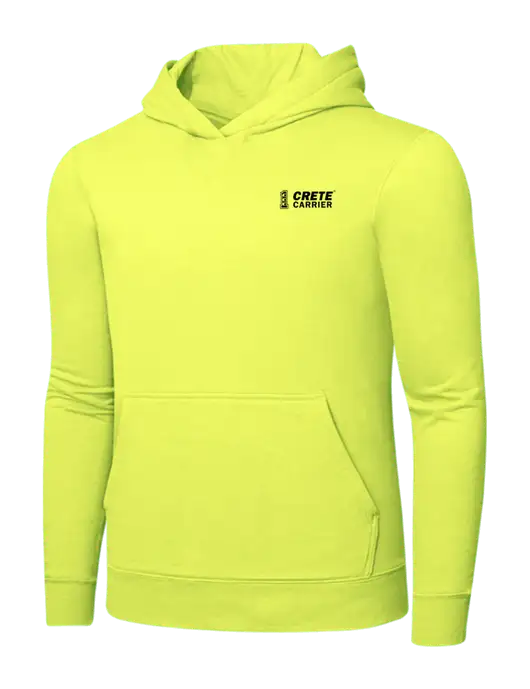 Safety Yellow 7.8. oz Ring Spun Hooded Sweatshirt w/Crete Carrier Logo