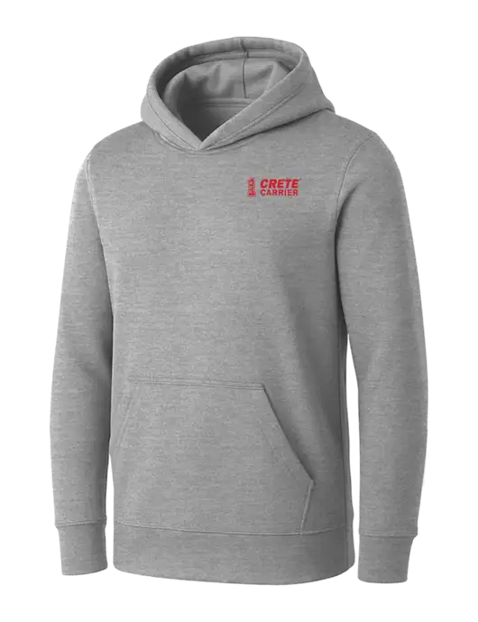 Womens Light Grey Heather Core Fleece Pullover Hooded Sweatshirt w/Crete Carrier Logo