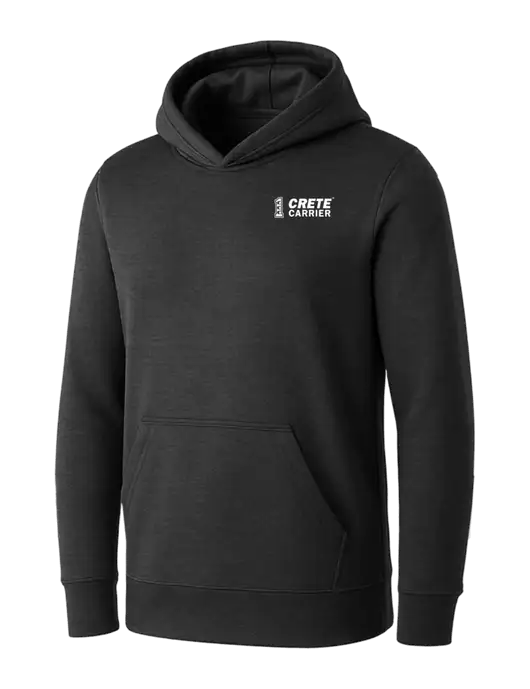 Womens Dark Grey Heather Core Fleece Pullover Hooded Sweatshirt w/Crete Carrier Logo