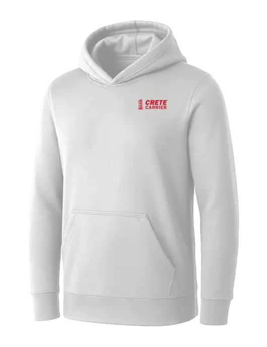 Womens White Core Fleece Pullover Hooded Sweatshirt w/Crete Carrier Logo