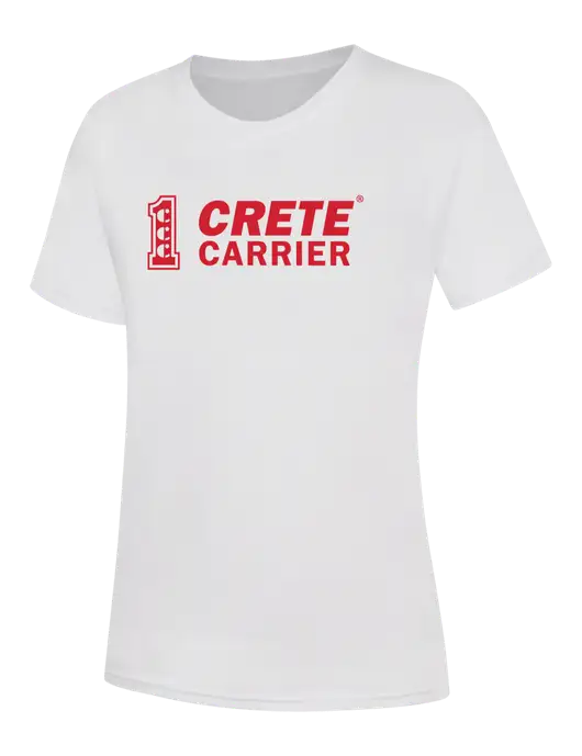 Womens White Core Blend Tee w/Crete Carrier Logo
