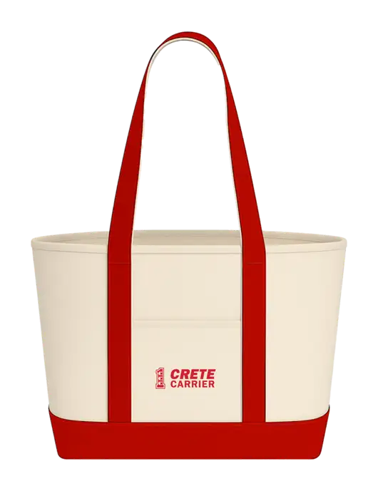Natural/Red Large Sturdy Cotton Canvas Carryall  w/Crete Carrier Logo