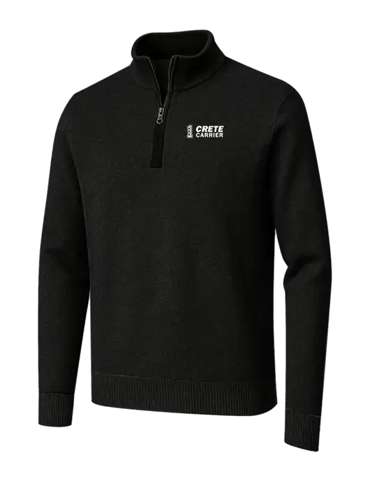 Brooks Brothers Black Washable Merino Birdseye 1/4-Zip Sweater w/Crete Carrier Logo