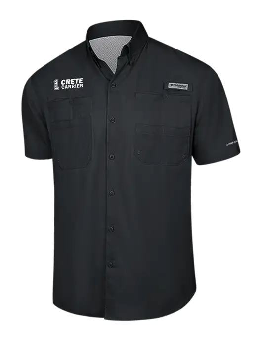 Columbia Black PFG Tamiami II Short Sleeve Shirt w/Crete Carrier Logo