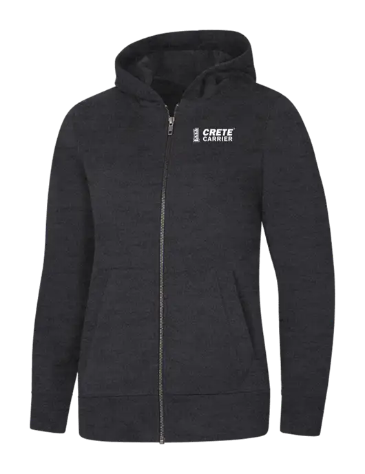 Womens Charcoal Heather Re-Fleece Full-Zip Hoodie w/Crete Carrier Logo