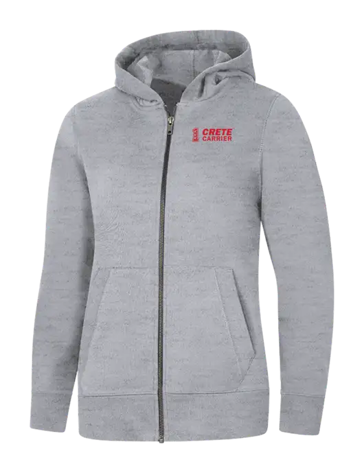 Womens Light Grey Heather Re-Fleece Full-Zip Hoodie w/Crete Carrier Logo