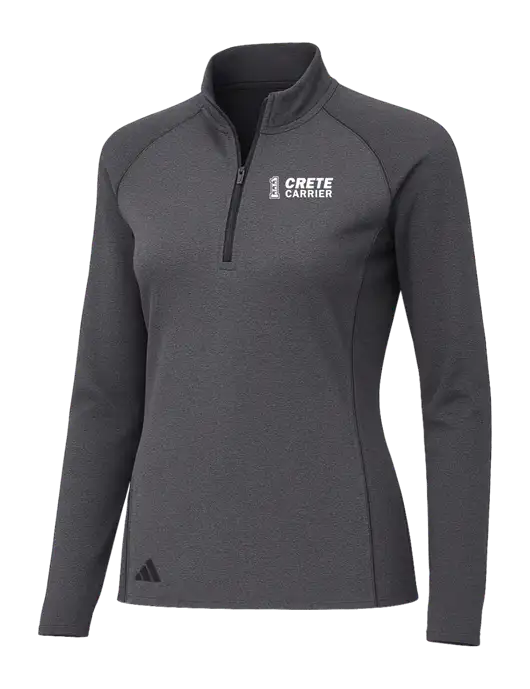 Adidas Womens Black Melange Space Dyed Quarter-Zip Pullover  w/Crete Carrier Logo